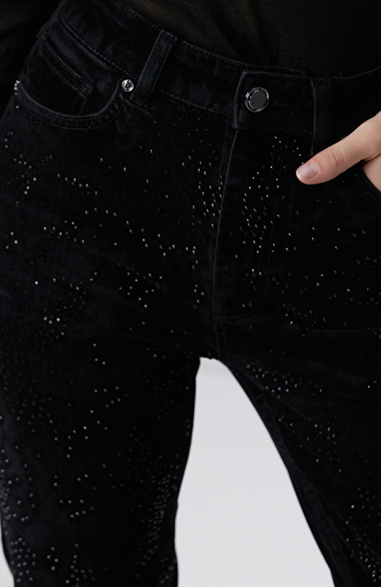 Siyah Kadife Denim Pantolon