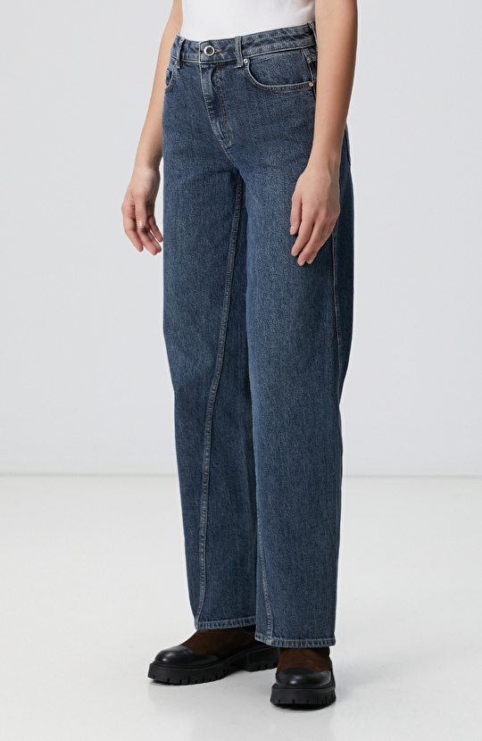 İndigo Straight Kalıp Denim Pantolon