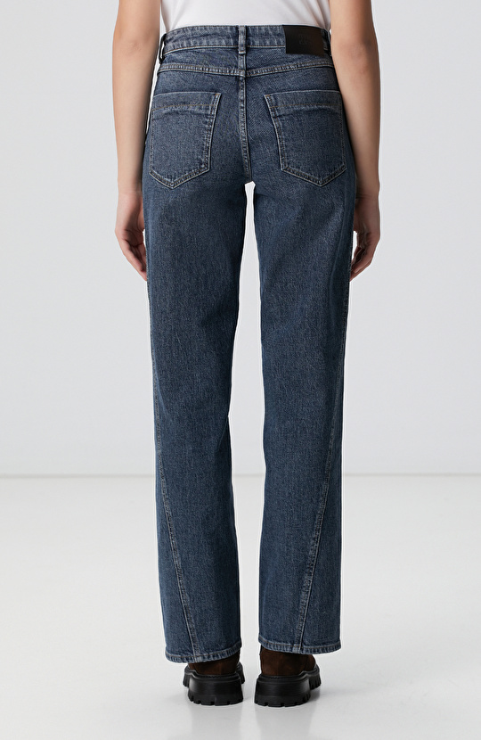 İndigo Straight Kalıp Denim Pantolon
