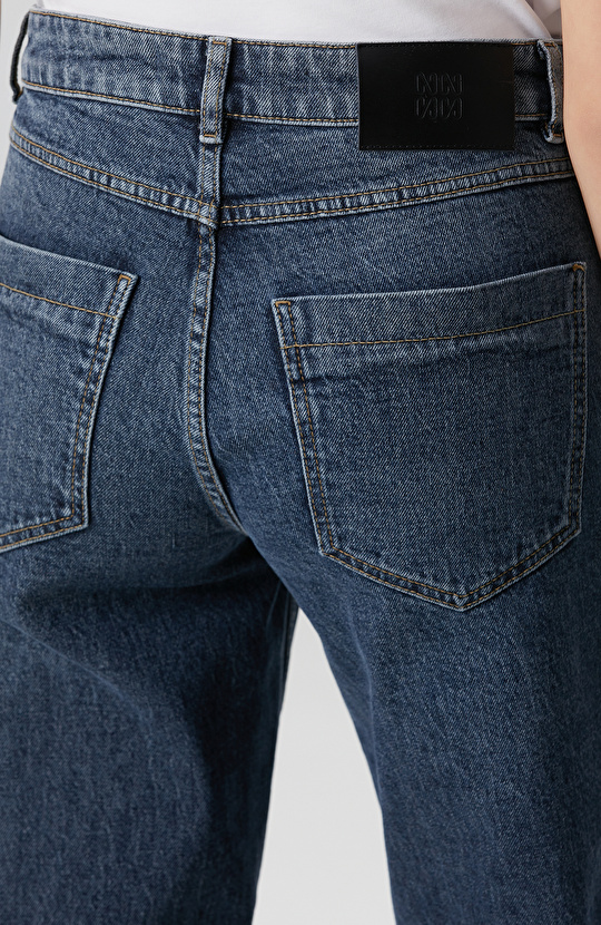 İndigo Straight Kalıp Denim Pantolon