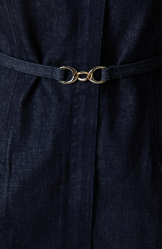 Kemer Detaylı Lacivert Denim Elbise