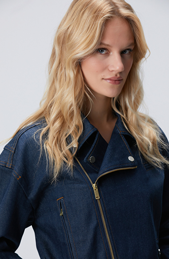 Koyu Indigo Mavi Denim Mont