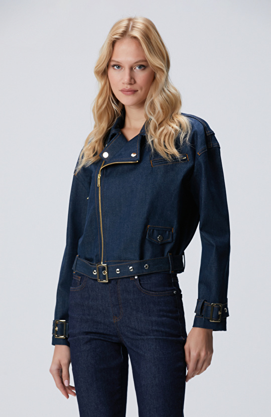 Koyu Indigo Mavi Denim Mont