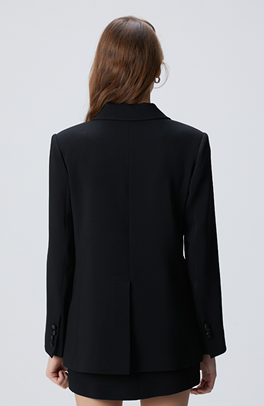 Siyah Taş Aksesuarlı Abiye Ceket