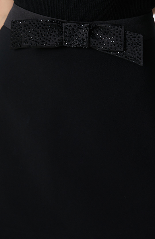 Siyah Evaze Mini Abiye Etek