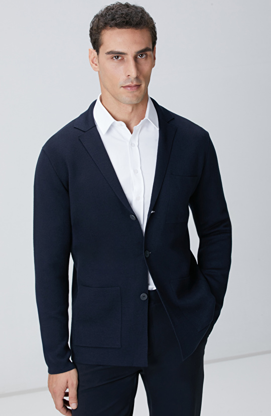 Lacivert Triko Ceket