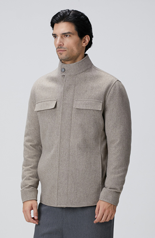 Bej Erkek Yün Coat Ceket