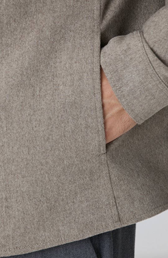 Bej Erkek Yün Coat Ceket