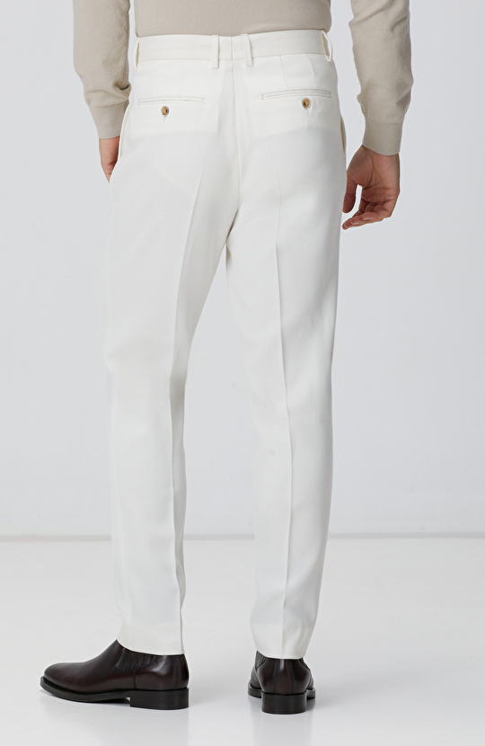 Kırık Beyaz Yün Karışımlı Pantolon