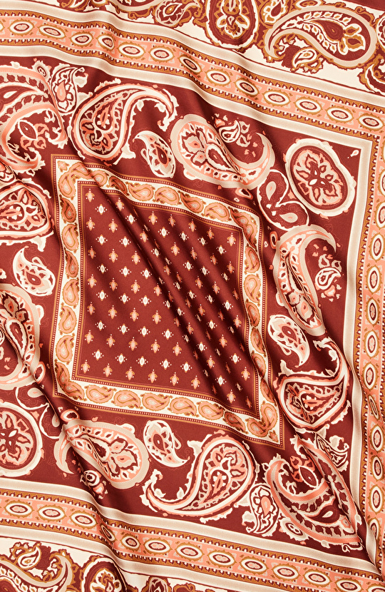 Renkli Kadın Twill İpek Eşarp