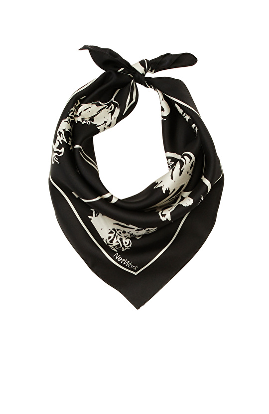 Siyah Kadın Twill İpek Fular