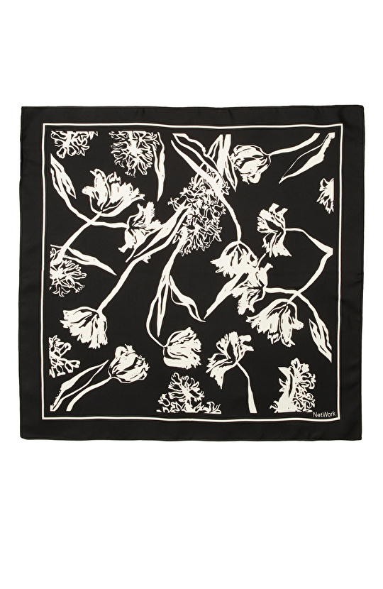 Siyah Kadın Twill İpek Fular