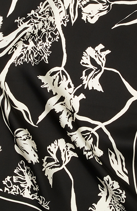 Siyah Kadın Twill İpek Fular