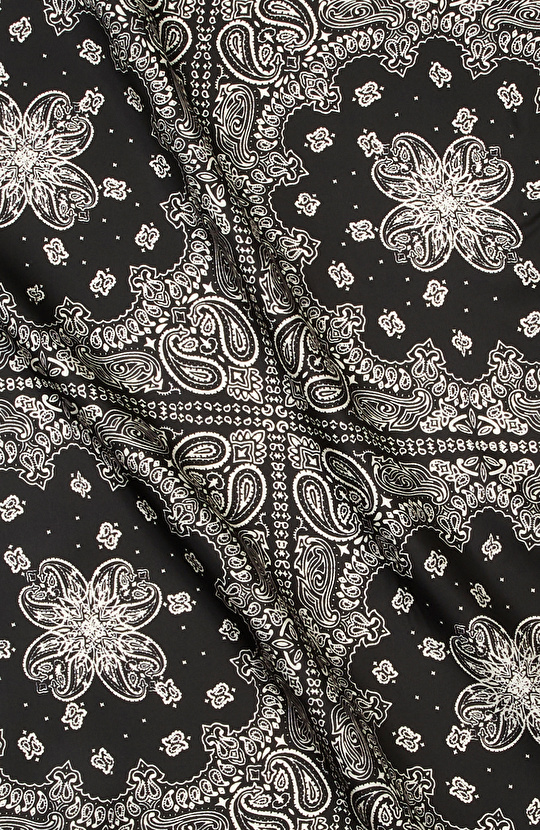 Siyah Beyaz Kadın Twill İpek Eşarp