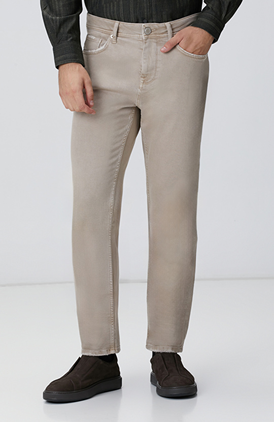 Bej Denim Pantolon