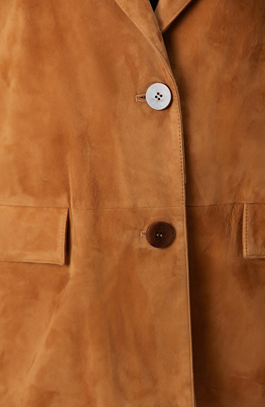 Camel Blazer Süet Deri Ceket