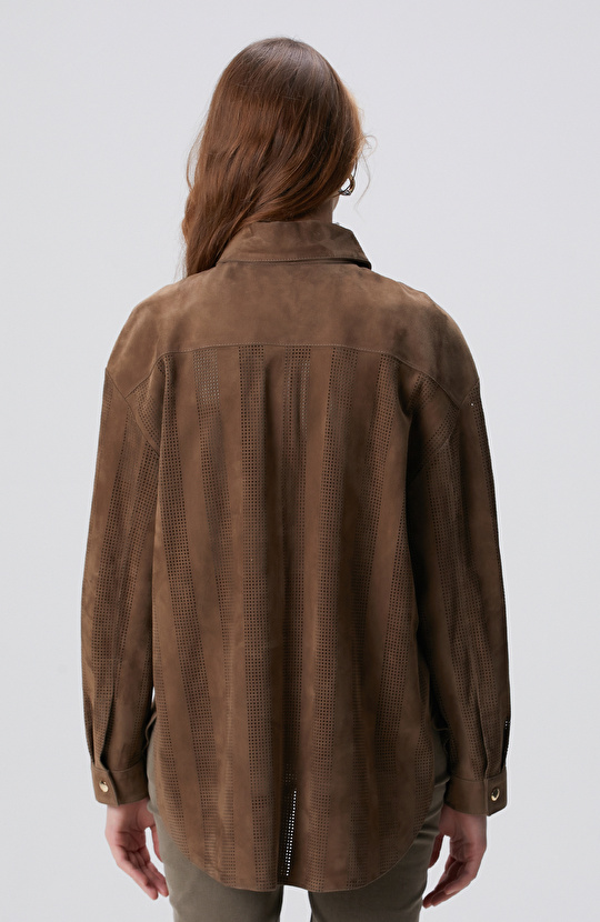 Vizon Desenli Deri Gömlek