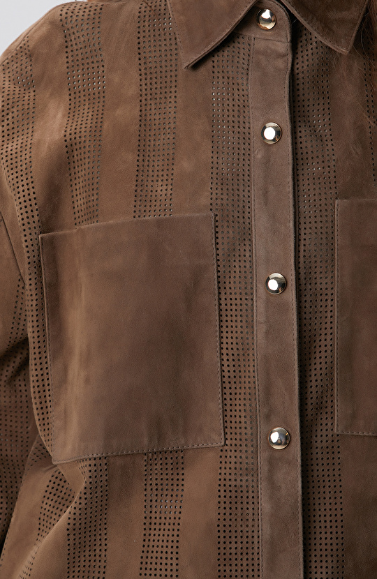 Vizon Desenli Deri Gömlek