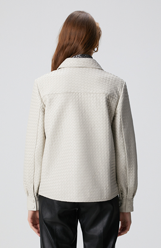 Limited Taş Örgü Desenli Deri Gömlek