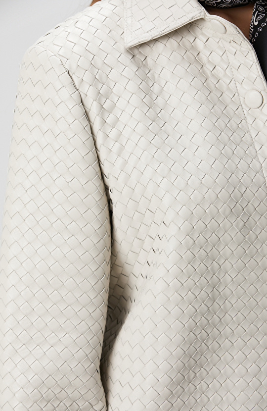 Limited Taş Örgü Desenli Deri Gömlek