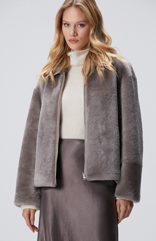 Gri Çift Taraflı Deri Kaban