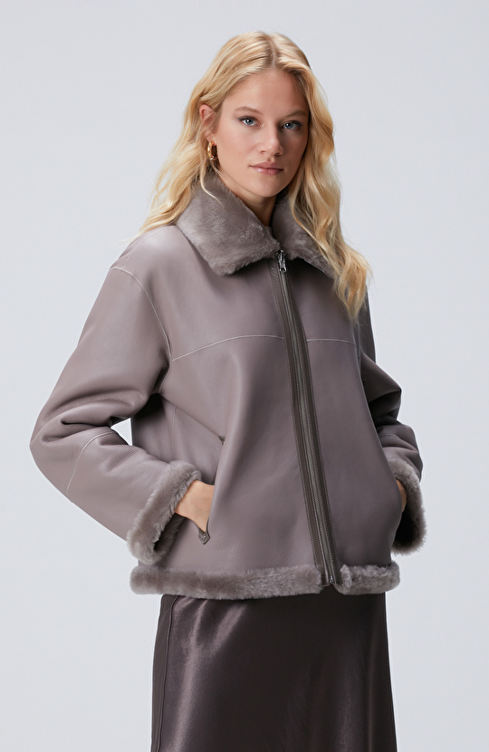 Gri Çift Taraflı Deri Kaban