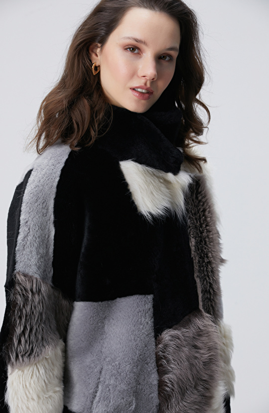 Renk Bloklu Deri Kaban