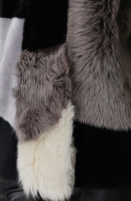 Renk Bloklu Deri Kaban