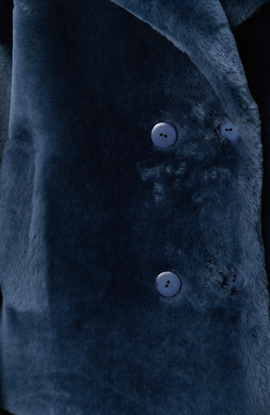 Petrol Kadın Deri Kaban