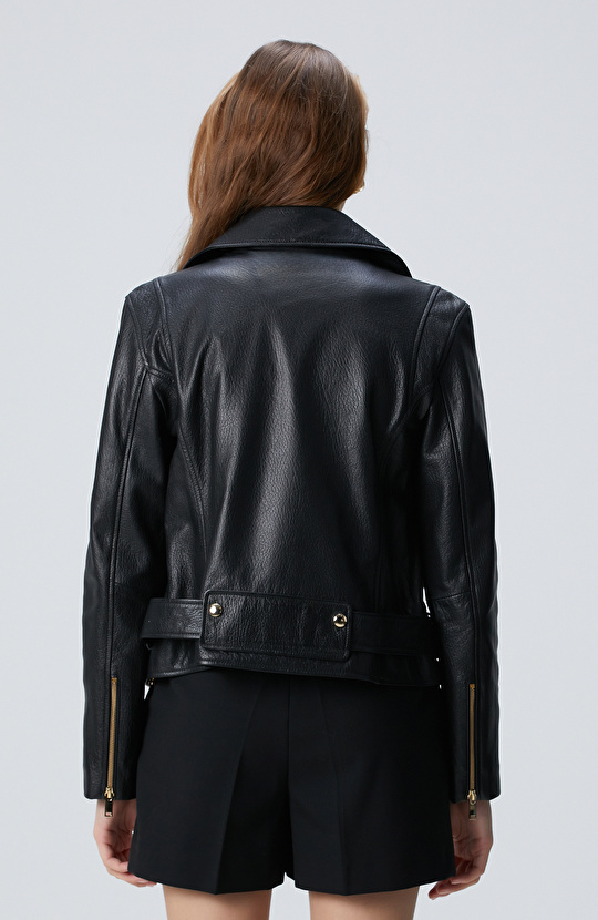 Siyah Bike Deri Mont