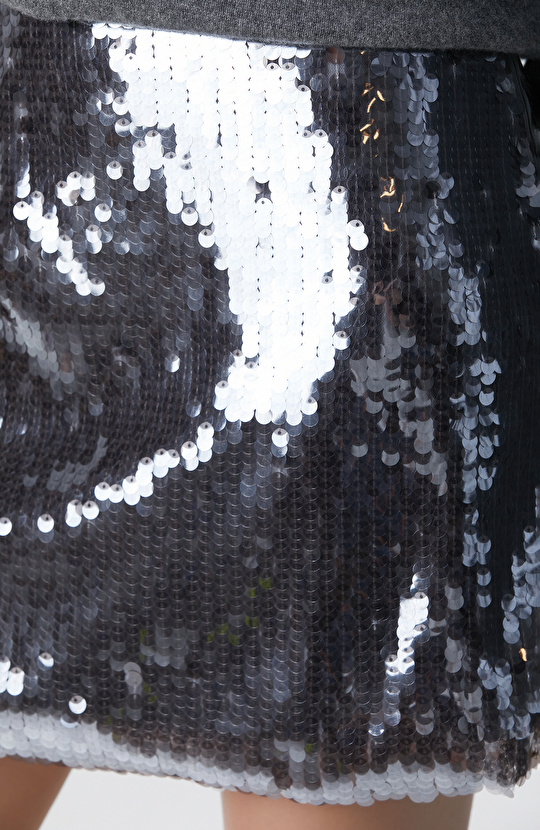 Antrasit Payetli Mini Etek