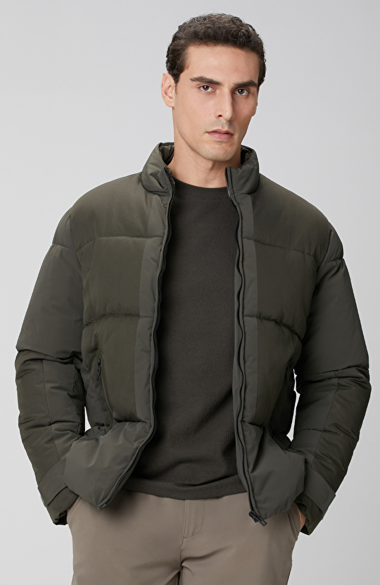 N-Tech Haki Dik Yaka Puffer Mont