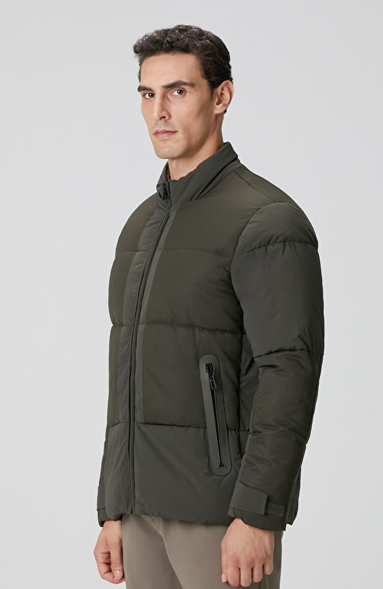 N-Tech Haki Dik Yaka Puffer Mont