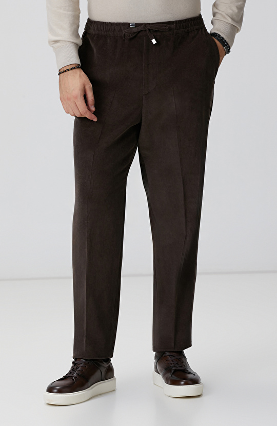 Kahverengi Fitilli Kadife Pantolon