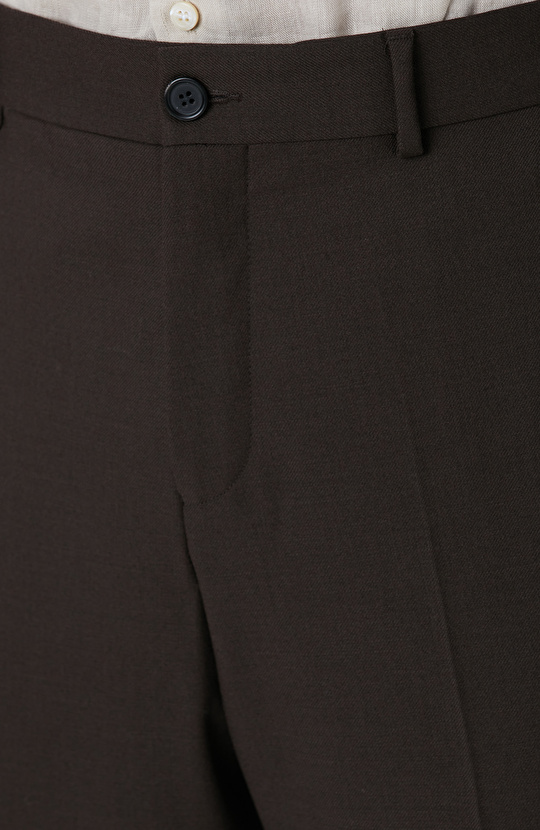 Kahverengi Diyagonal Yün Karışımlı Takım Elbise