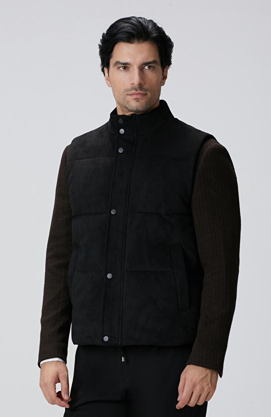 Siyah Kapitoneli Casual Yelek