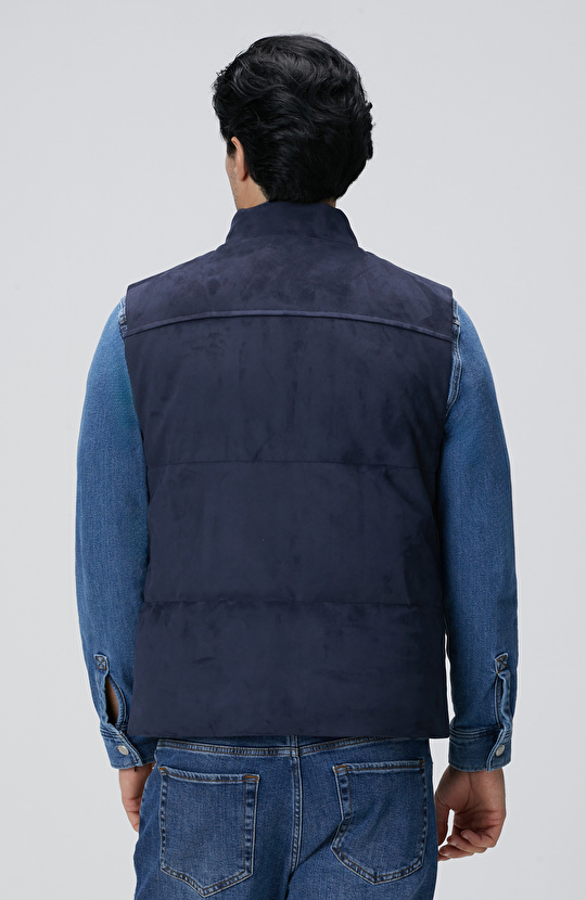 Lacivert Kapitoneli Casual Yelek