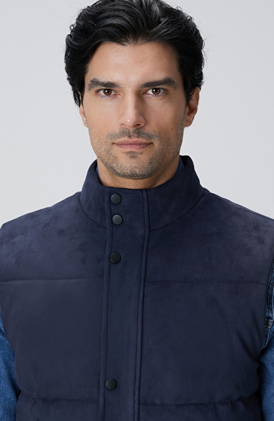 Lacivert Kapitoneli Casual Yelek