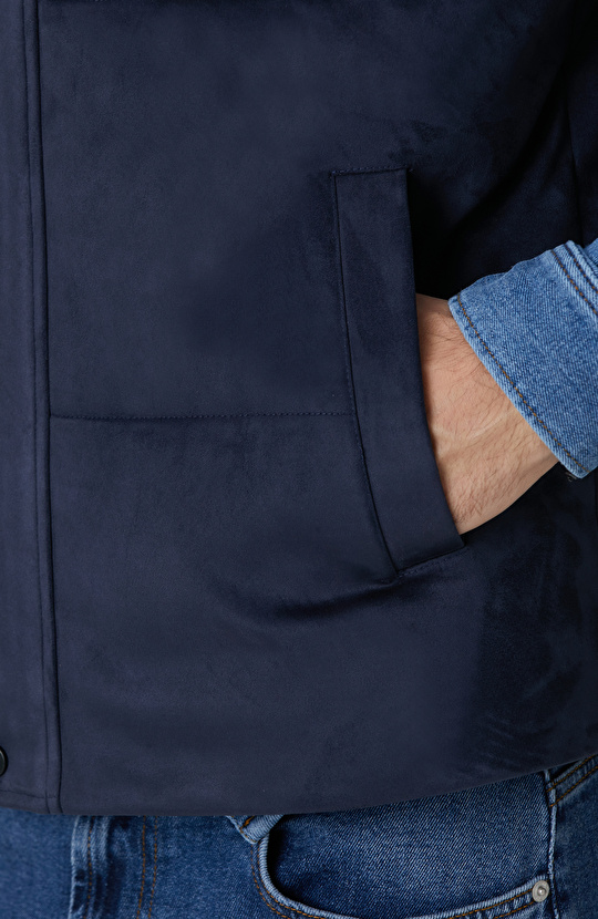 Lacivert Kapitoneli Casual Yelek