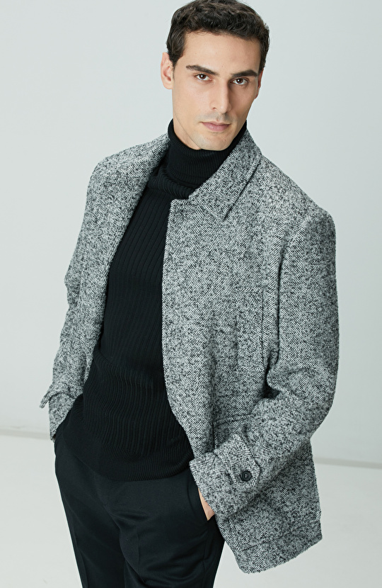 Antrasit Yün Karışımlı Kaban