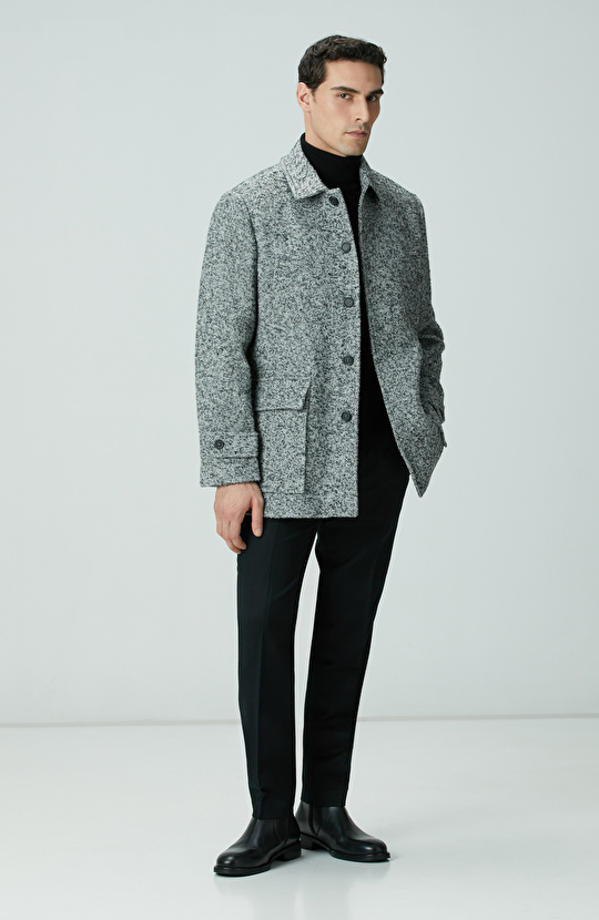 Antrasit Yün Karışımlı Kaban