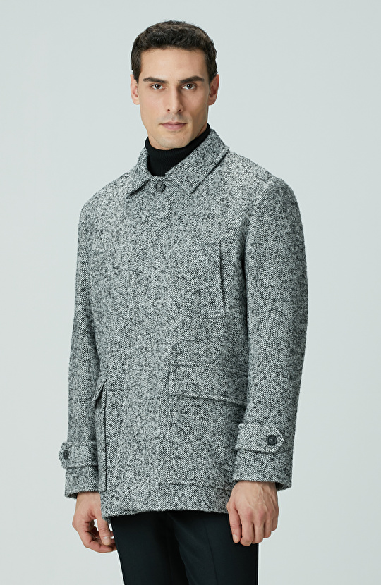 Antrasit Yün Karışımlı Kaban