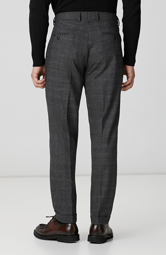 Siyah Antrasit Kemer Detaylı Yün Pantolon