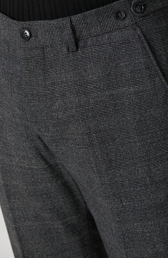 Siyah Antrasit Kemer Detaylı Yün Pantolon