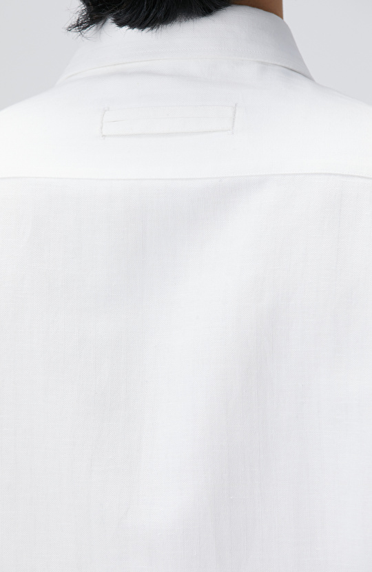 Beyaz Keten Karışımlı Gömlek