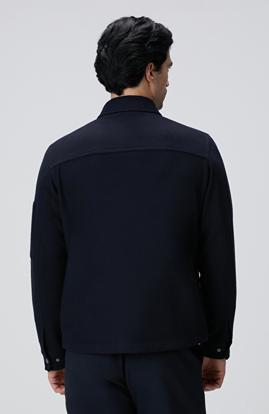 Lacivert Yün Karışımlı Dış Gömlek