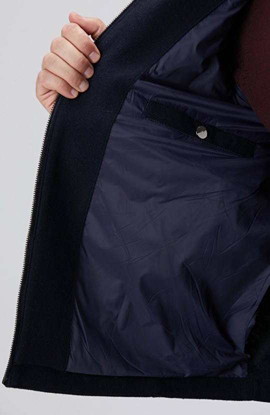 Lacivert Yün Karışımlı Dış Gömlek