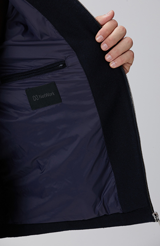 Lacivert Yün Karışımlı Dış Gömlek