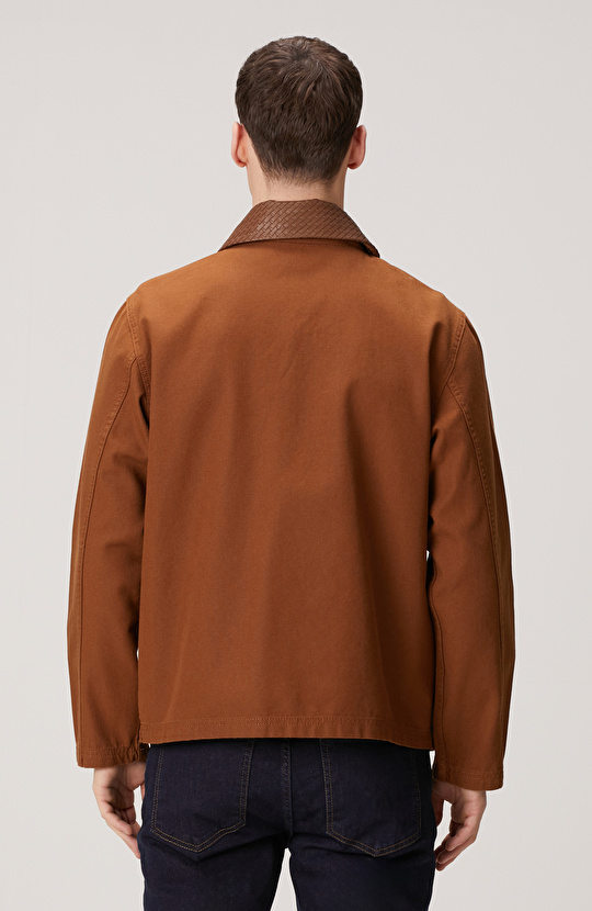 Camel Süet Detaylı Denim Ceket