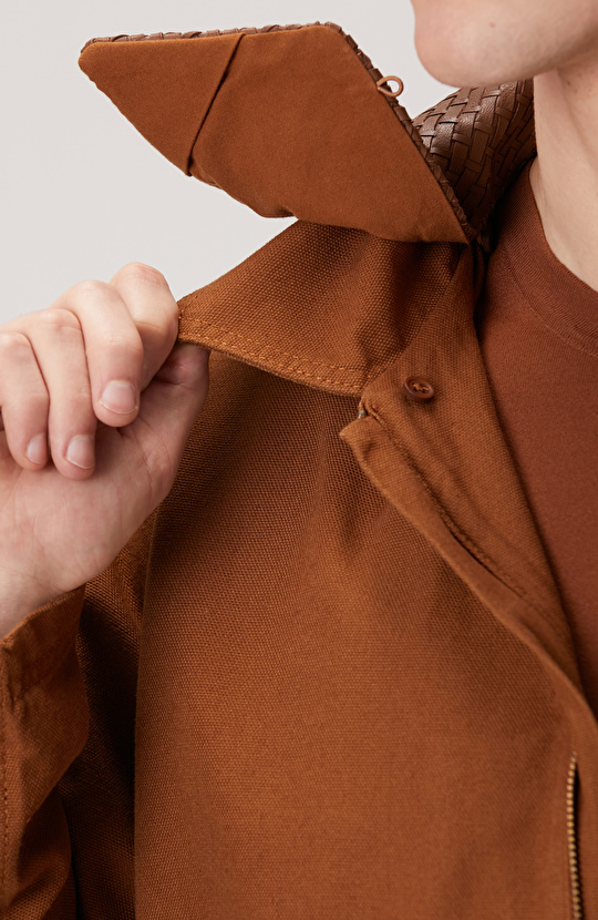 Camel Süet Detaylı Denim Ceket